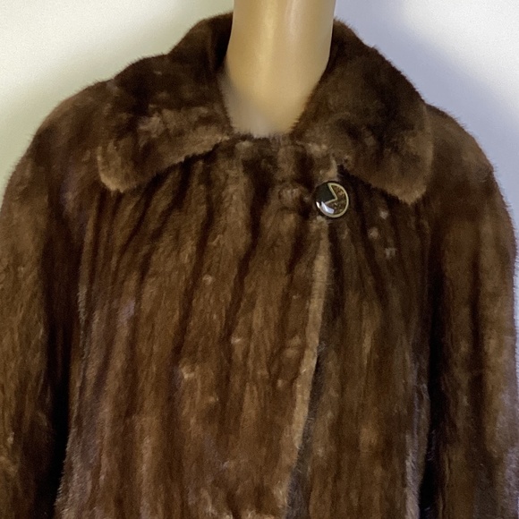 Luxurious Dasco Dark Mahogany Brown mink Full Length Fur Coat Sz 12 - Picture 5 of 14
